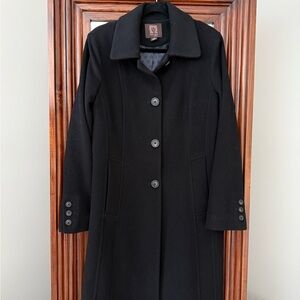 Ann Klein single-breasted Black Pea Coat
